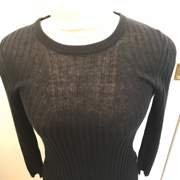 Theory Sag Harbor Kambee Armada Blue Linen knit Long Sleeve Sweater - Picture 4 of 16